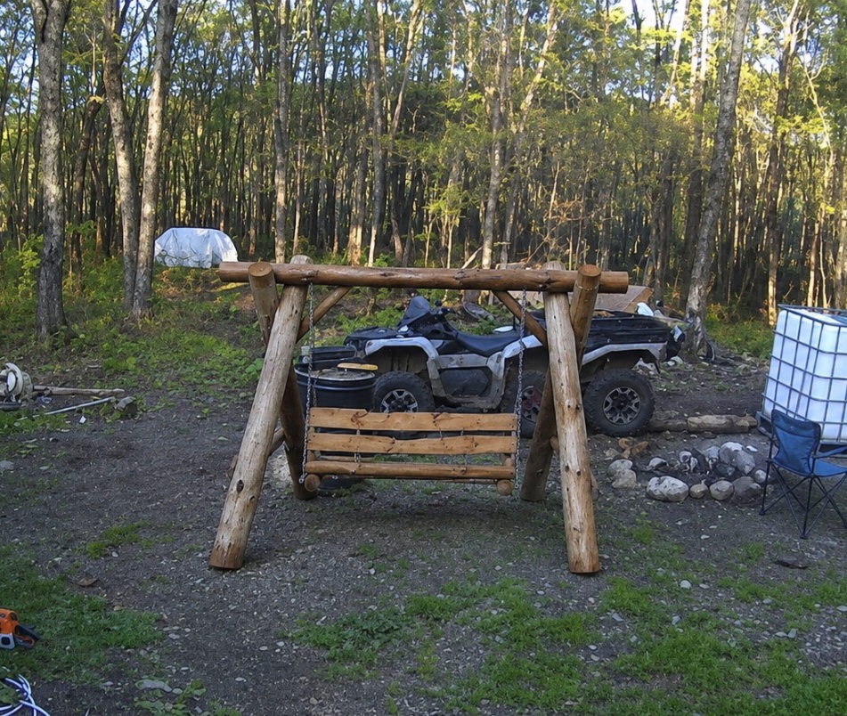 Handcrafted log swing